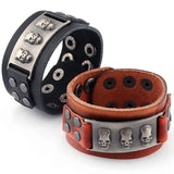 Punk Style Leather Skull Head Men's Bracelet