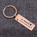 Personalized Anniversary Gift Keychain Engrave 25 I STILL LOVE YOU Keyrings