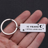 Personalized Anniversary Gift Keychain Engrave 25 I STILL LOVE YOU Keyrings
