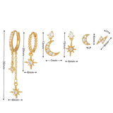 Star Moon CZ Stainless Steel Cartilage Earring