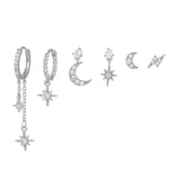 Star Moon CZ Stainless Steel Cartilage Earring