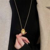 One Layer Chain Smooth Oval Metal Pendant Necklace For Women Girl Gift
