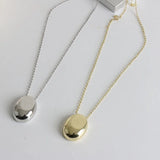 One Layer Chain Smooth Oval Metal Pendant Necklace For Women Girl Gift