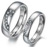 Crystal Stainless Steel Couple Rings Love Wedding Rings Set For Women Men