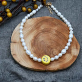 Real Freshwater Pearl Choker Smile Necklace for Women