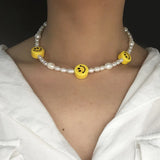 Real Freshwater Pearl Choker Smile Necklace for Women