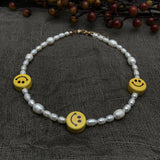 Real Freshwater Pearl Choker Smile Necklace for Women