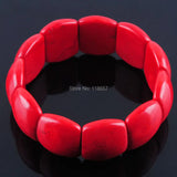 Red Howlite Turquoises Gem Stone Bracelet Stretch 7 Inches Charm IK3045