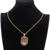 CZ Cartoon Fire Man Pendant Chain Necklace