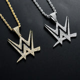 Men's Rhinestone Necklace with Cubic Zircon Letters Pendant