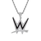 Men's Rhinestone Necklace with Cubic Zircon Letters Pendant