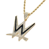 Men's Rhinestone Necklace with Cubic Zircon Letters Pendant