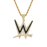 Men's Rhinestone Necklace with Cubic Zircon Letters Pendant