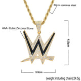 Men's Rhinestone Necklace with Cubic Zircon Letters Pendant