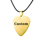 Metal Guitar Pick Necklace Stainless Steel Personalized Pendant