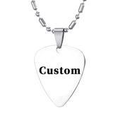 Metal Guitar Pick Necklace Stainless Steel Personalized Pendant