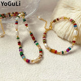 Natural Pearl Stones Bracelet Necklace Set for Women