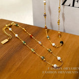 Colorful Glass Beads Necklace & Bracelet Set for Women