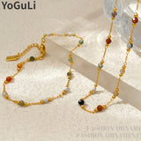 Colorful Glass Beads Necklace & Bracelet Set for Women