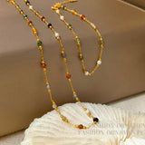 Colorful Glass Beads Necklace & Bracelet Set for Women