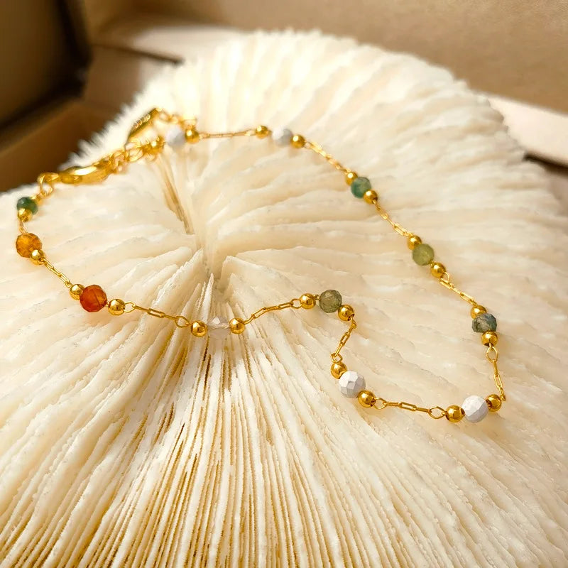 Colorful Glass Beads Necklace & Bracelet Set for Women