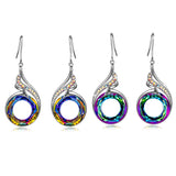 Crystal Circle Stud Earrings Princess Crown Party Wedding