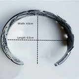 Vintage Silver Feather Cuff Bracelet for Men Women