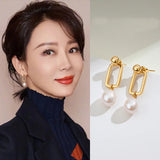 Fresh Water Pearl Rectangle Geometry Earring