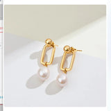 Fresh Water Pearl Rectangle Earrings Summer Style