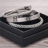 Roman Alphabet Bracelet Bangle Set Men Gift for Husband Boyfriend