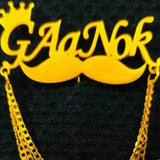 Stainless Steel Name Hoop Necklace Bearded Letter Necklace
