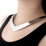 Bohemian V Shape Bib Collar Torques Necklaces Silver