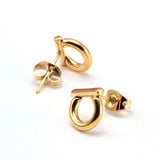 Vintage Stainless Steel Stud Earrings, Geometric Design, Party Gift, Women