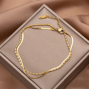 Multilayer Stainless Steel Women's Anklet in Colour
