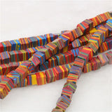 Synthesis Beads Striped Turquoise 6mm 8mm Square Loose Beads