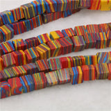 Synthesis Beads Striped Turquoise 6mm 8mm Square Loose Beads