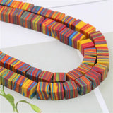 Synthesis Beads Striped Turquoise 6mm 8mm Square Loose Beads
