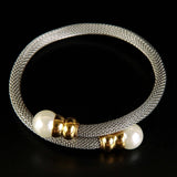 Rose Pearl Mesh Multilayer Charm Bracelet for Lady Wedding
