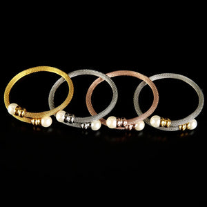 Rose Pearl Mesh Multilayer Charm Bracelet for Lady Wedding