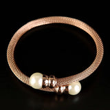 Rose Pearl Mesh Multilayer Charm Bracelet for Lady Wedding