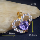 Heart Amethyst CZ Pendant Necklace for Women Girls