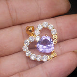 Heart Amethyst CZ Pendant Necklace for Women Girls