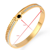 Gold-Plated Titanium Steel Bracelet with Brick Inlay
