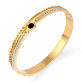 Gold-Plated Titanium Steel Bracelet with Brick Inlay