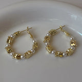 Simulated Pearl Hoop Earrings Delicate Ear Accessories