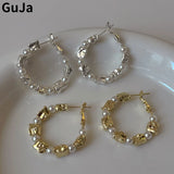 Simulated Pearl Hoop Earrings Delicate Ear Accessories