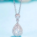 Water Drop Necklace 925 Silver 2CT Diamond Pendant Chain