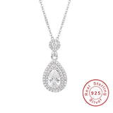 Water Drop Necklace 925 Silver 2CT Diamond Pendant Chain
