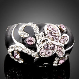 Butterfly Alloy Ring Pink Enamel Real Austria Crystal Women