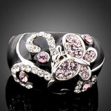 Butterfly Alloy Ring Pink Enamel Real Austria Crystal Women